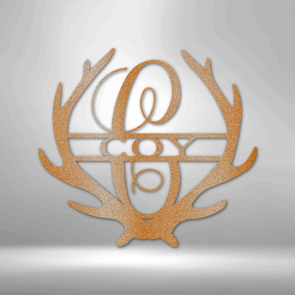 PERSONALIZED Antler Monogram - Steel Sign featuring Custom Handmade Designs.