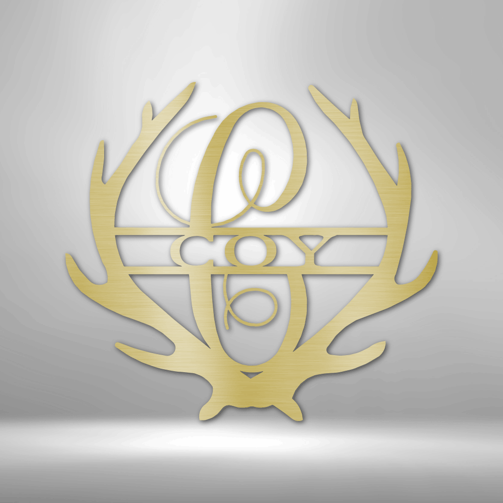 PERSONALIZED Antler Monogram - Steel Sign featuring Custom Handmade Designs.