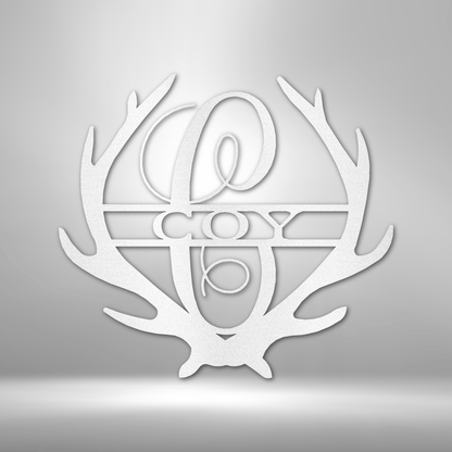 PERSONALIZED Antler Monogram - Steel Sign featuring Custom Handmade Designs.