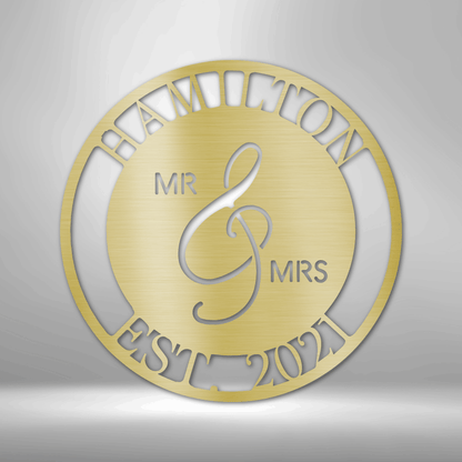 Hamilton PERSONALIZED Mr. and Mrs. - Steel Sign - wedding sign featuring Personalized Steel Monogram for Durable Outdoor Metal Signs.