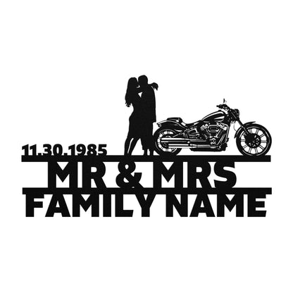 Unique Metal Art Gifts, Custom Handmade Mr&Mrs ANNIVERSARY Harley-Davidson Couple Set 18 family name sign.