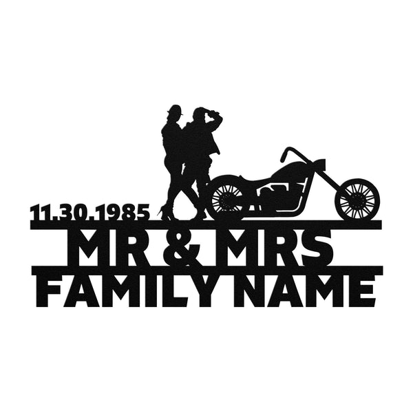 Mr & Mrs ANNIVERSARY Harley-Davidson couple Set 07 Metal Wall Art Decor.