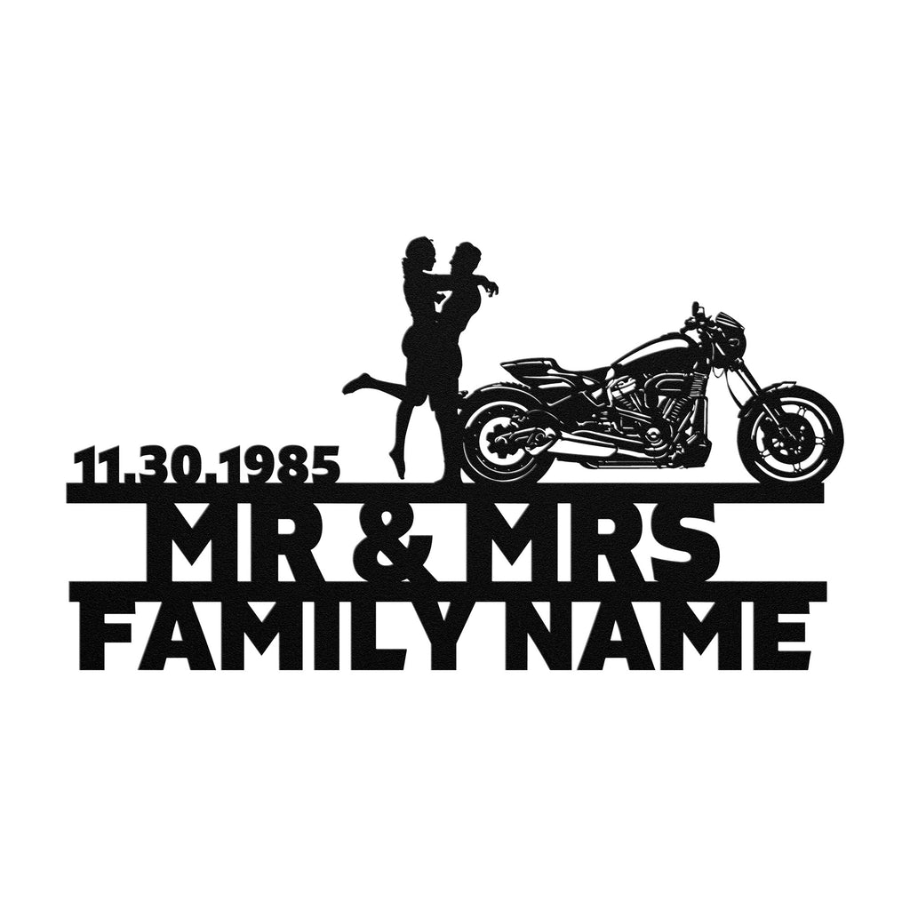 Personalized Mr&Mrs ANNIVERSARY Harley-Davidson couple Set 21 family name sign. (Keywords: Personalized Steel Monogram, Unique Metal Art Gifts)