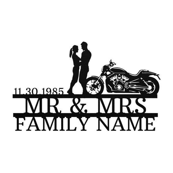 Personalized anniversary Harley-Davidson couple Set 01 motorcycle sign - durable metal wall art decor.