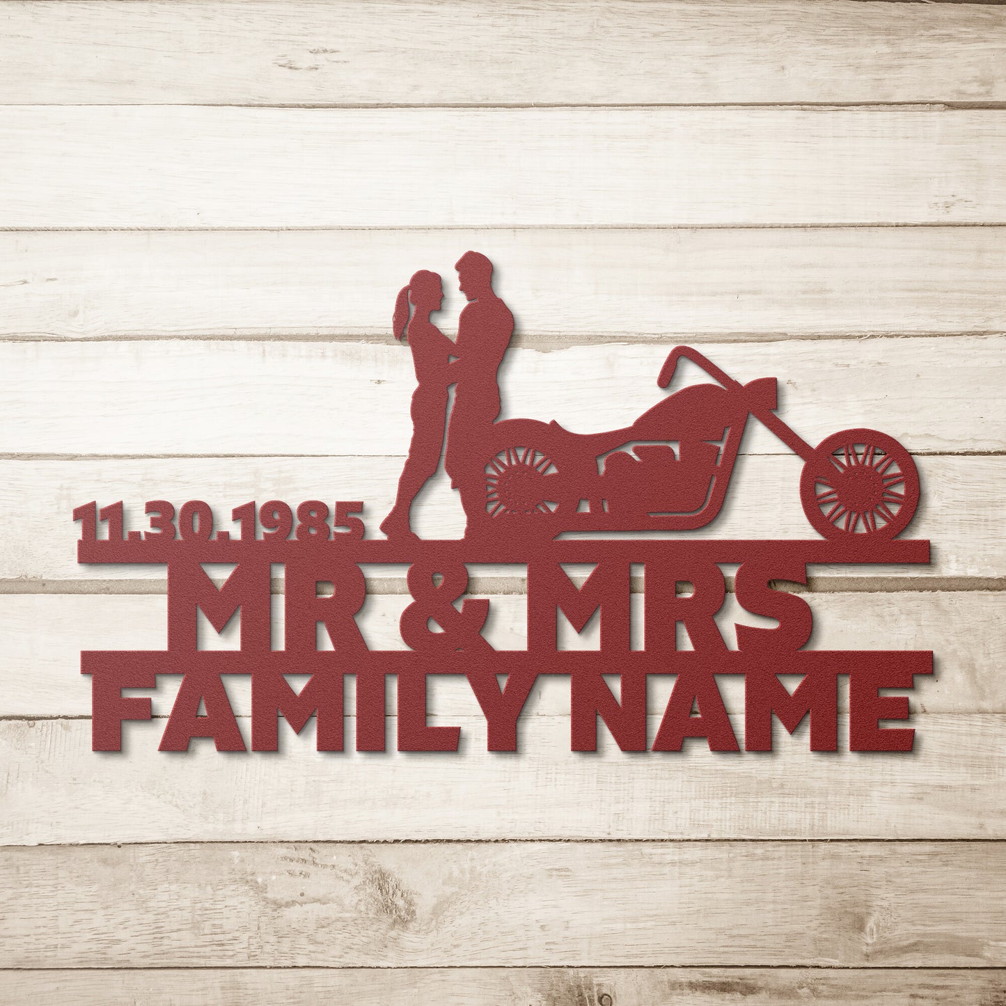 Personalized Mr&Mrs ANNIVERSARY Harley-Davidson couple Set 05 family name sign - Unique Metal Art Gifts.