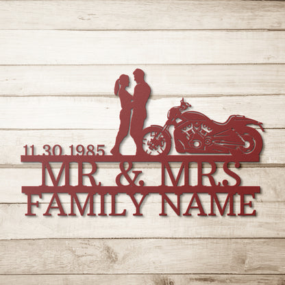 Personalized anniversary Harley-Davidson couple Set 01 motorcycle sign - durable metal wall art decor.