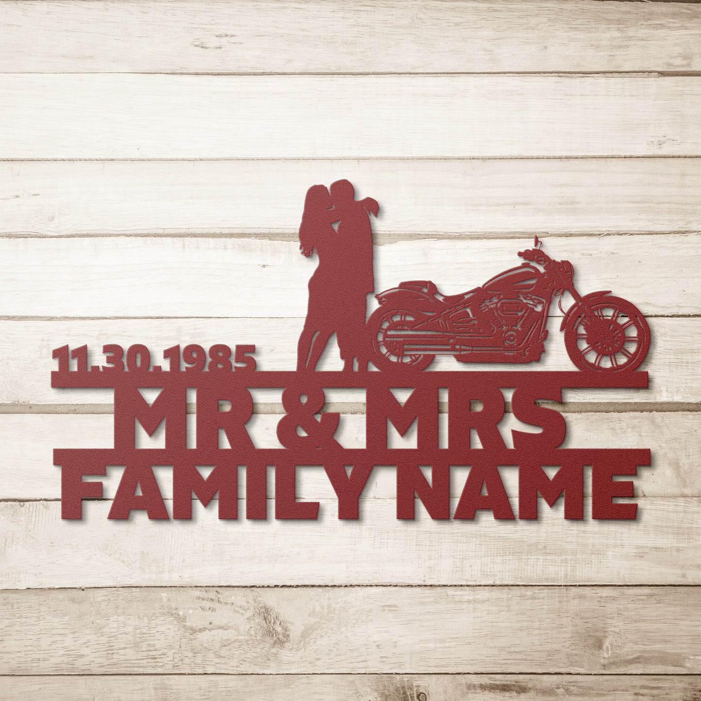 Unique Metal Art Gifts, Custom Handmade Mr&Mrs ANNIVERSARY Harley-Davidson Couple Set 18 family name sign.