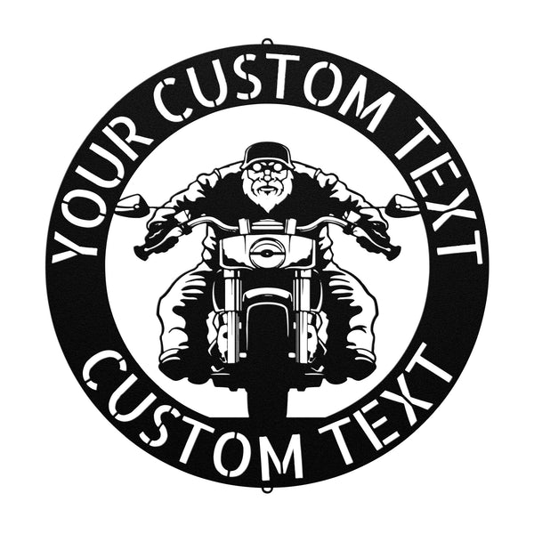 A personalized wooden sign with a picture of a motorcycle, perfect for retro garage sign decor.