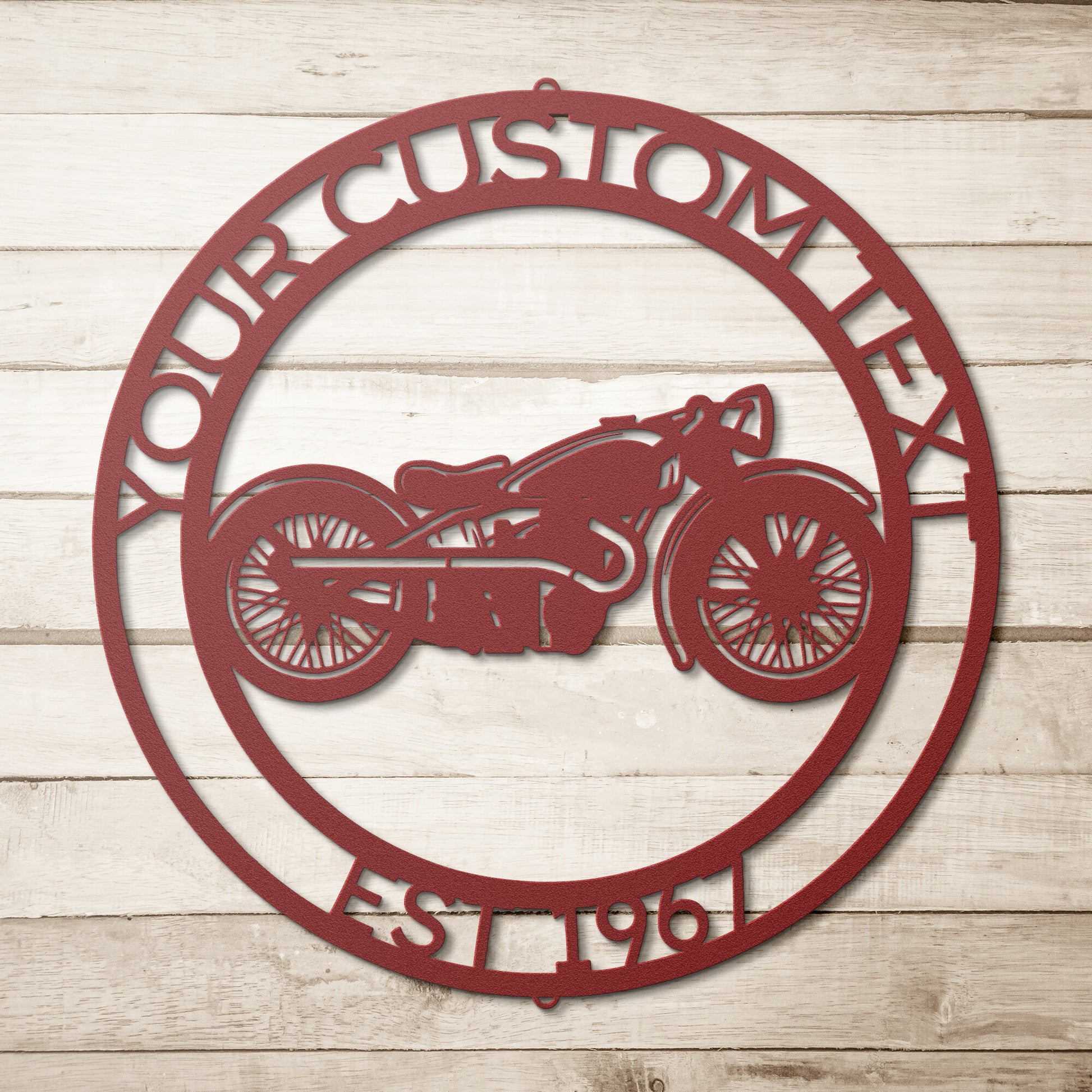 Personalized Metal Wall Art for Motorcycle Enthusiasts.