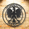 The Polish Eagle Ring Monogram - Personalized Steel Sign on a brick wall.