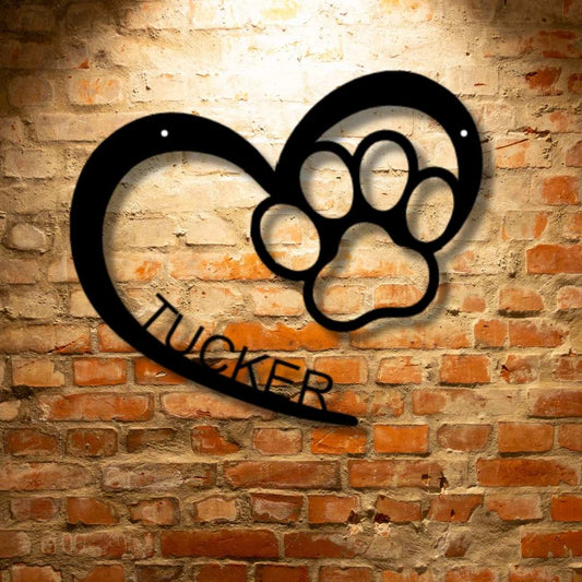 A personalized steel monogram - durable metal sign with the word Puppy Love Monogram.