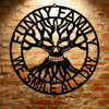 Funny Skull Family Tree Monogram - Steel Sign we smile all day metal wall art, custom handmade durable outdoor metal signs.