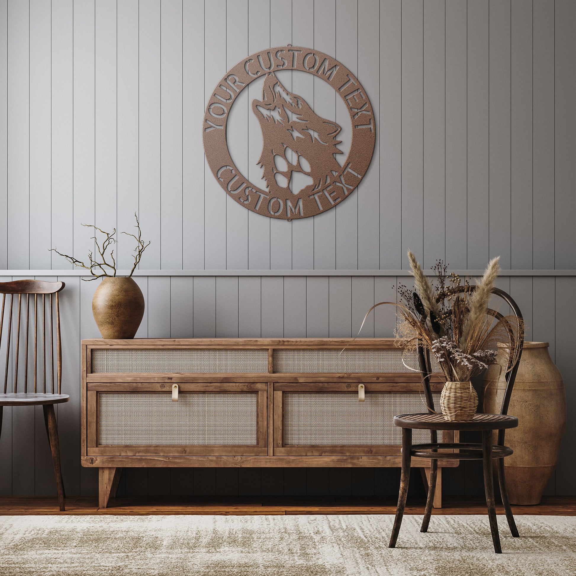 A CUSTOMIZED HOWLING WOLF MONOGRAM - Personalized Wolf Steel Monogram Home Wall Decor wooden sign.