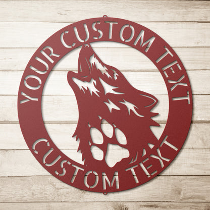 A CUSTOMIZED HOWLING WOLF MONOGRAM - Personalized Wolf Steel Monogram Home Wall Decor wooden sign.