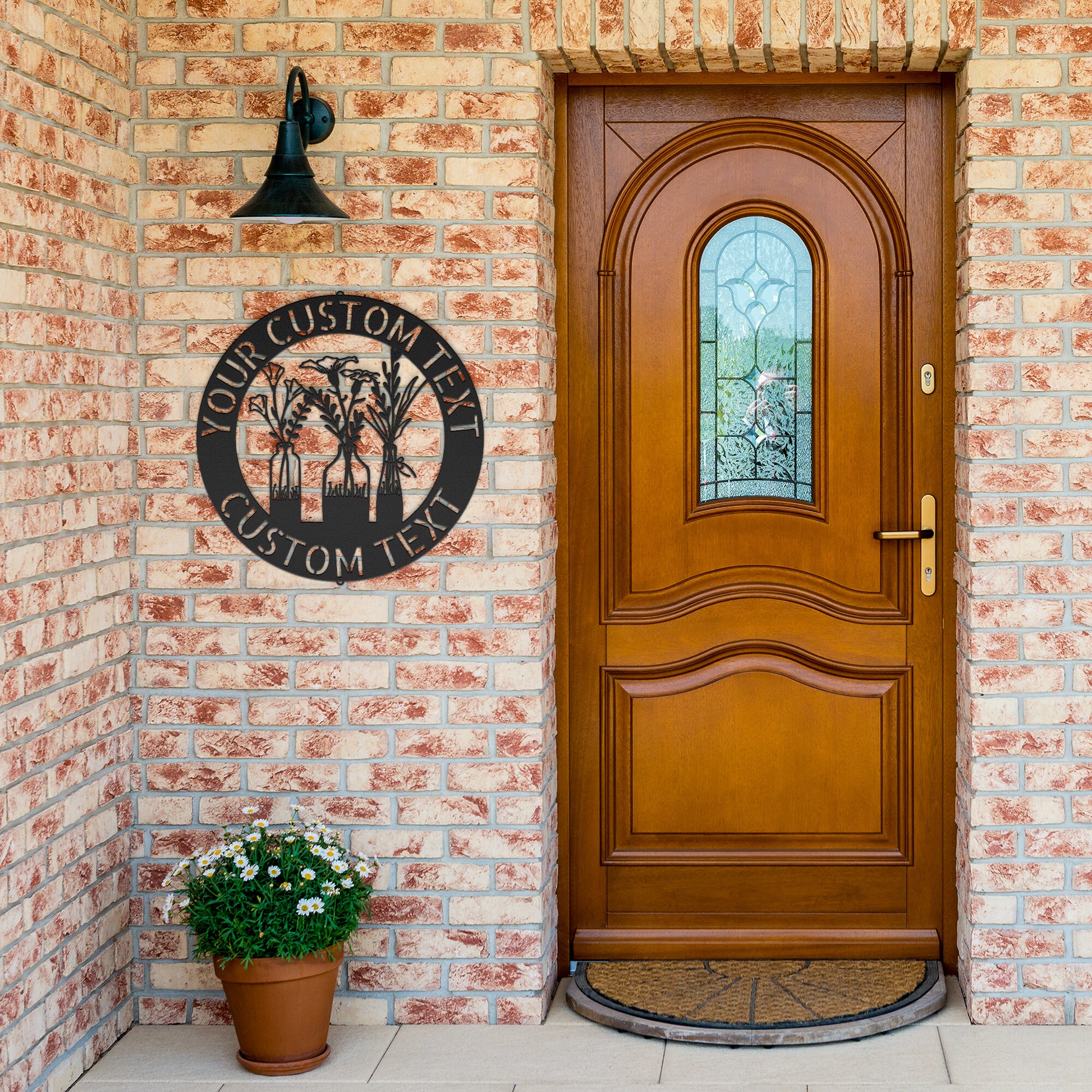 A Custom Address Sign with Elegant Family Sign Decor featuring a Metal Monogram Wall Art design.