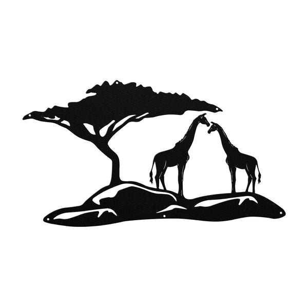 Personalized Metal Wall Art Decor featuring Two Giraffes in Africa, perfect for Unique Metal Art Gifts.