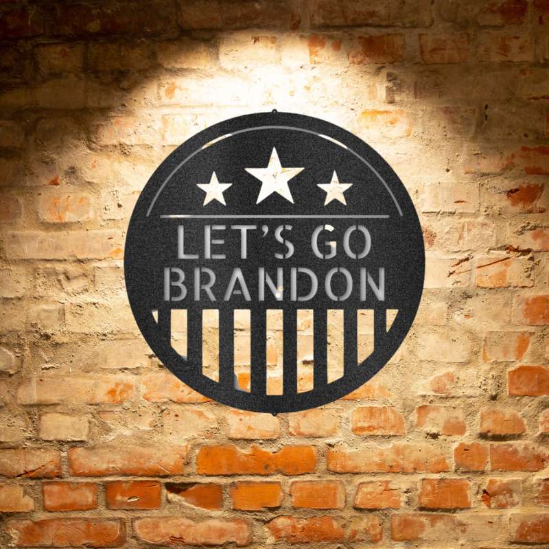 Durable American Plaque Monogram - Steel Sign on a brick wall.