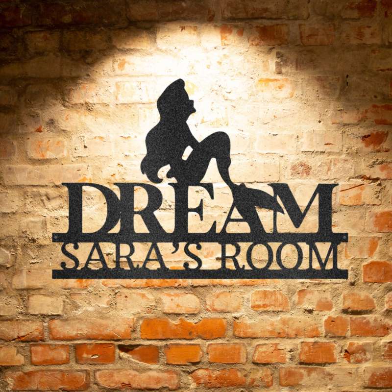 Mermaid Dreams Monogram - Personalized Steel Sign for Sara's room.