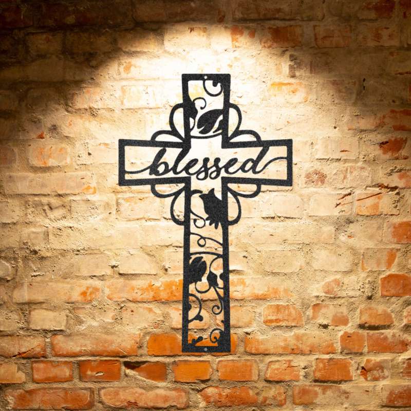 A Unique Metal Art Gift - Handmade Steel Sign hanging on a brick wall.