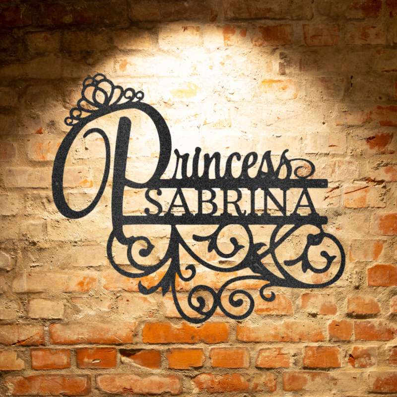 Princess Monogram - Personalized Steel Sign for durable outdoor metal wall art décor.