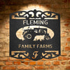 A steel monogram wall art featuring a classic tractor design, perfect for personalized family decor.