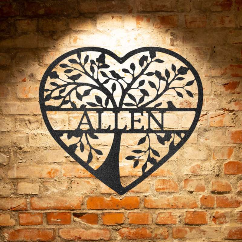 Personalized Metal Family Name Sign featuring the name Allen to hang on your wall.