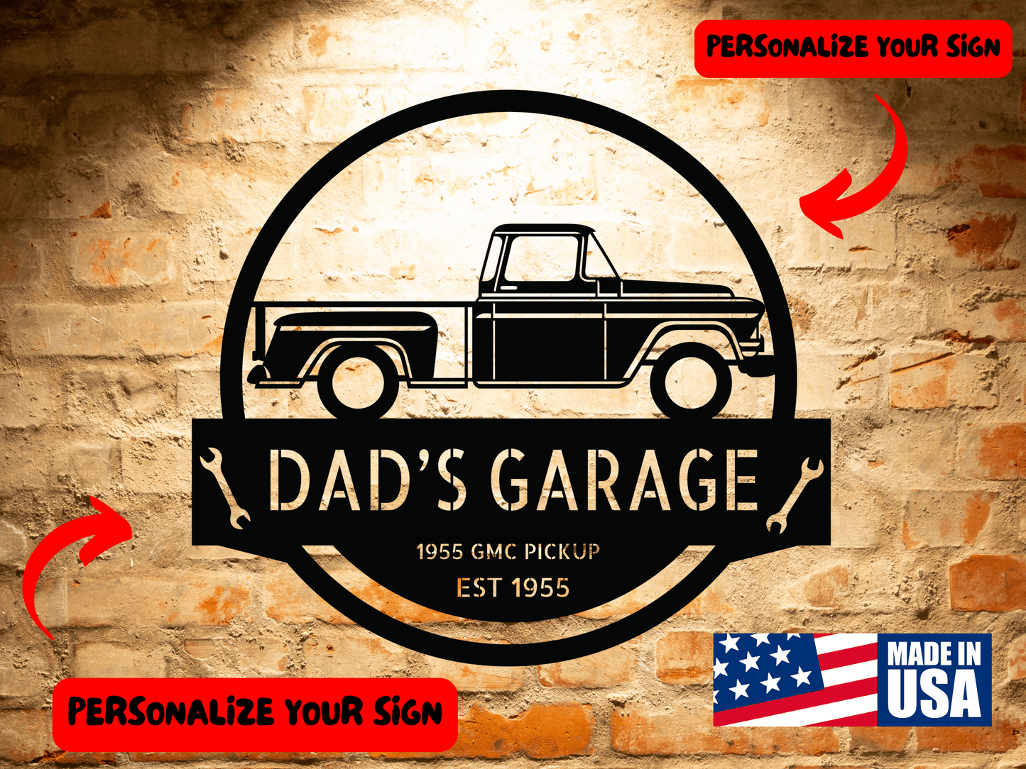 Wall Art 1955 GMC Pickup  Monogram Wall Art