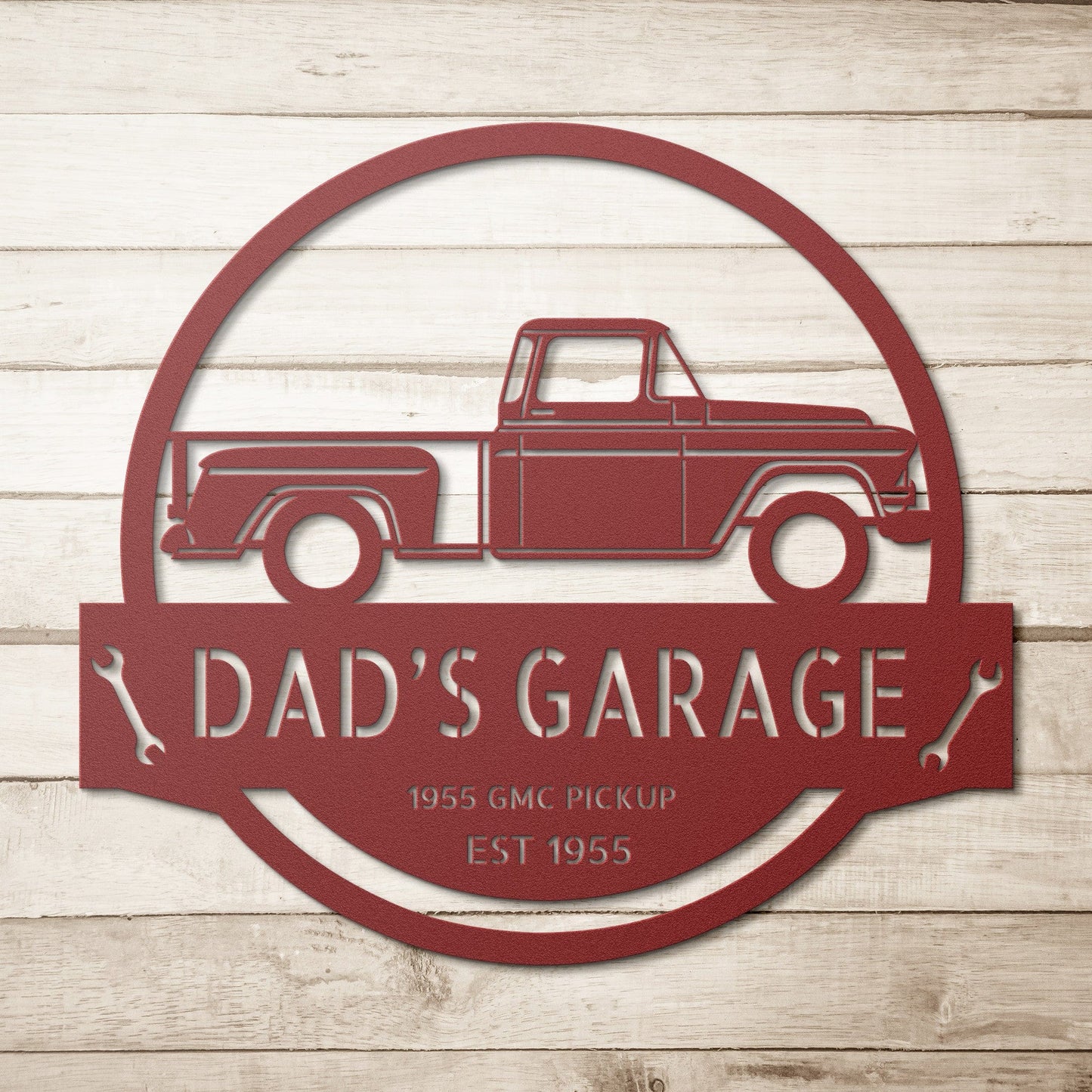 Wall Art Red / 12 Inch 1955 GMC Pickup  Monogram Wall Art