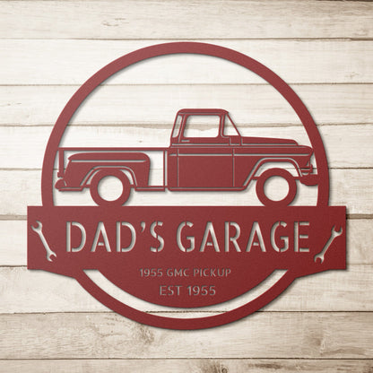 Wall Art Red / 12 Inch 1955 GMC Pickup  Monogram Wall Art