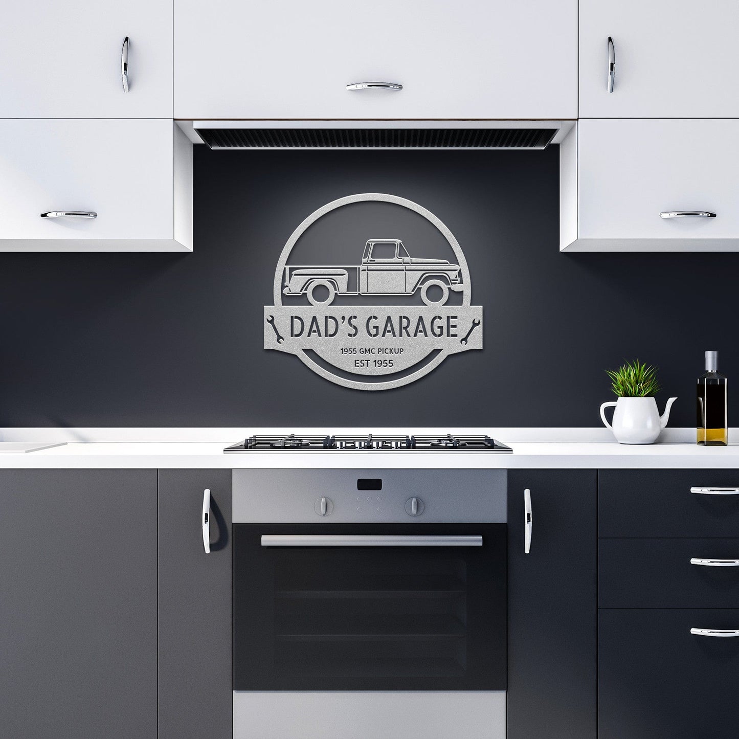 Wall Art Silver / 12 Inch 1955 GMC Pickup  Monogram Wall Art
