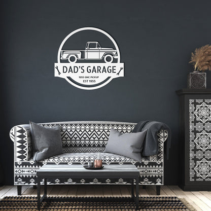 Wall Art White / 12 Inch 1955 GMC Pickup  Monogram Wall Art