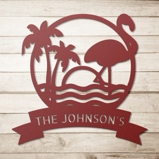 Wall Art BEACH FLAMINGO SIGN