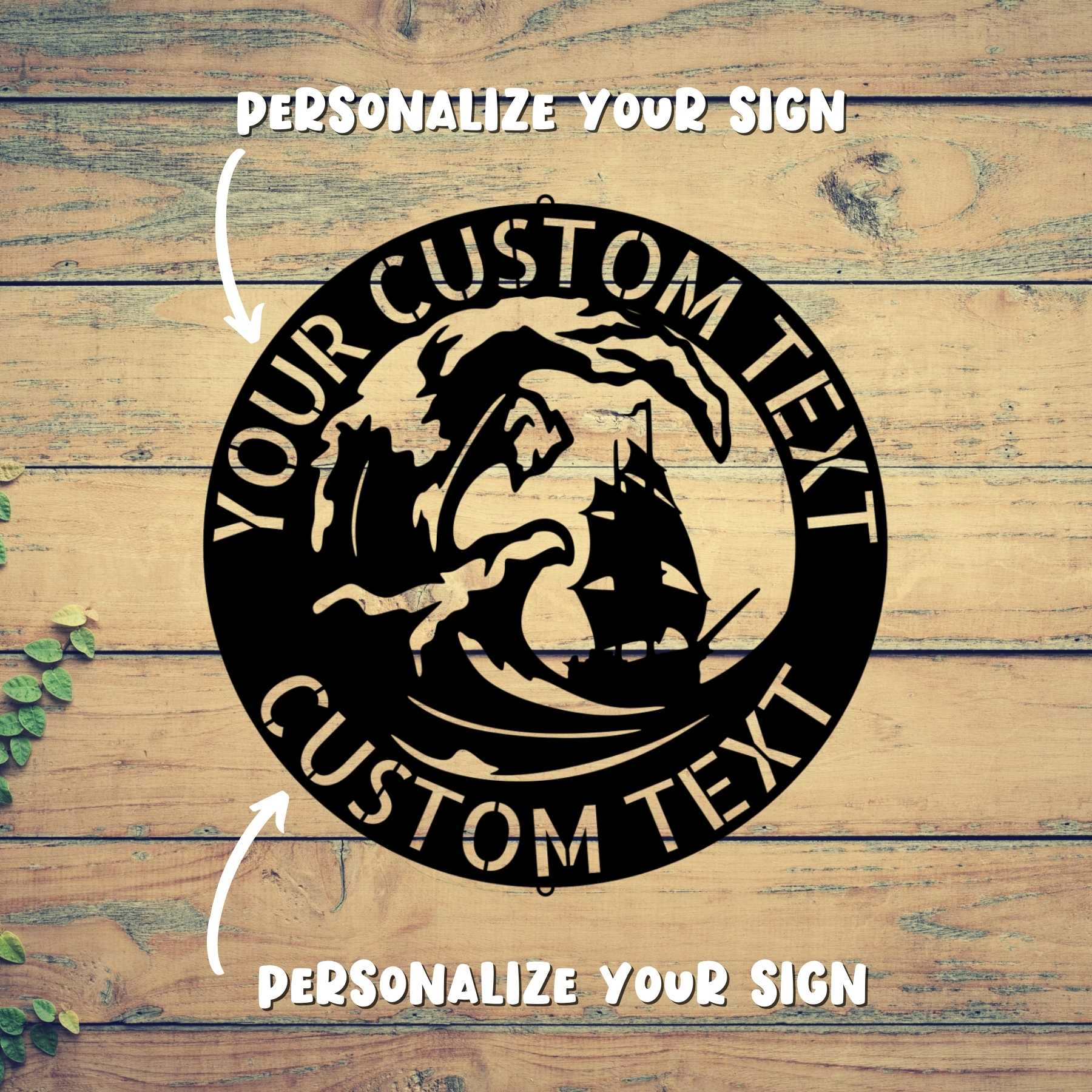 CUSTOM CAPTAIN SIGN - Personalized Steel Monogram Last Name Metal Sign ...