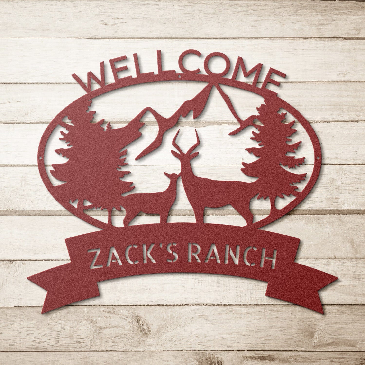 Wall Art CUSTOM DEER SIGN - Personalized Deer Family Name Steel Monogram Sign