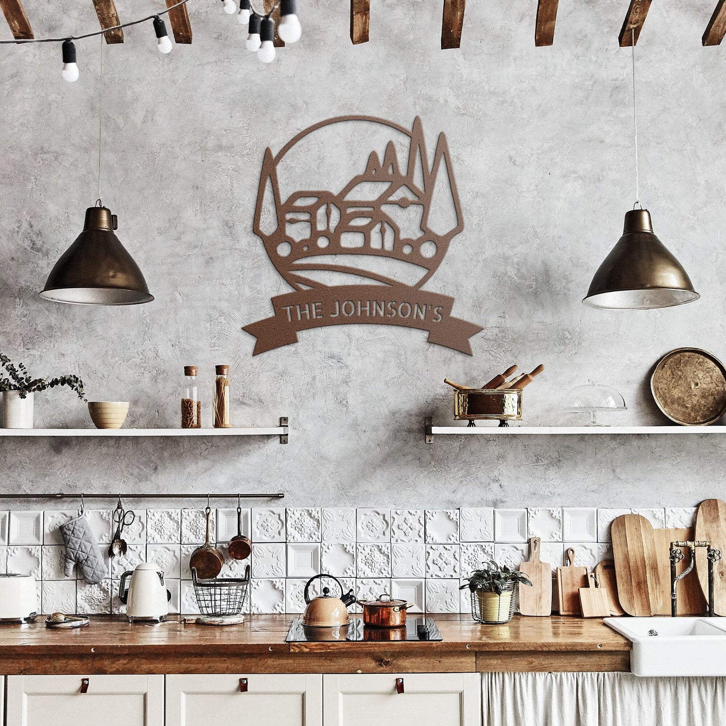 Wall Art CUSTOM FARM SIGN - Personalized Farmhouse Family Name Steel Monogram