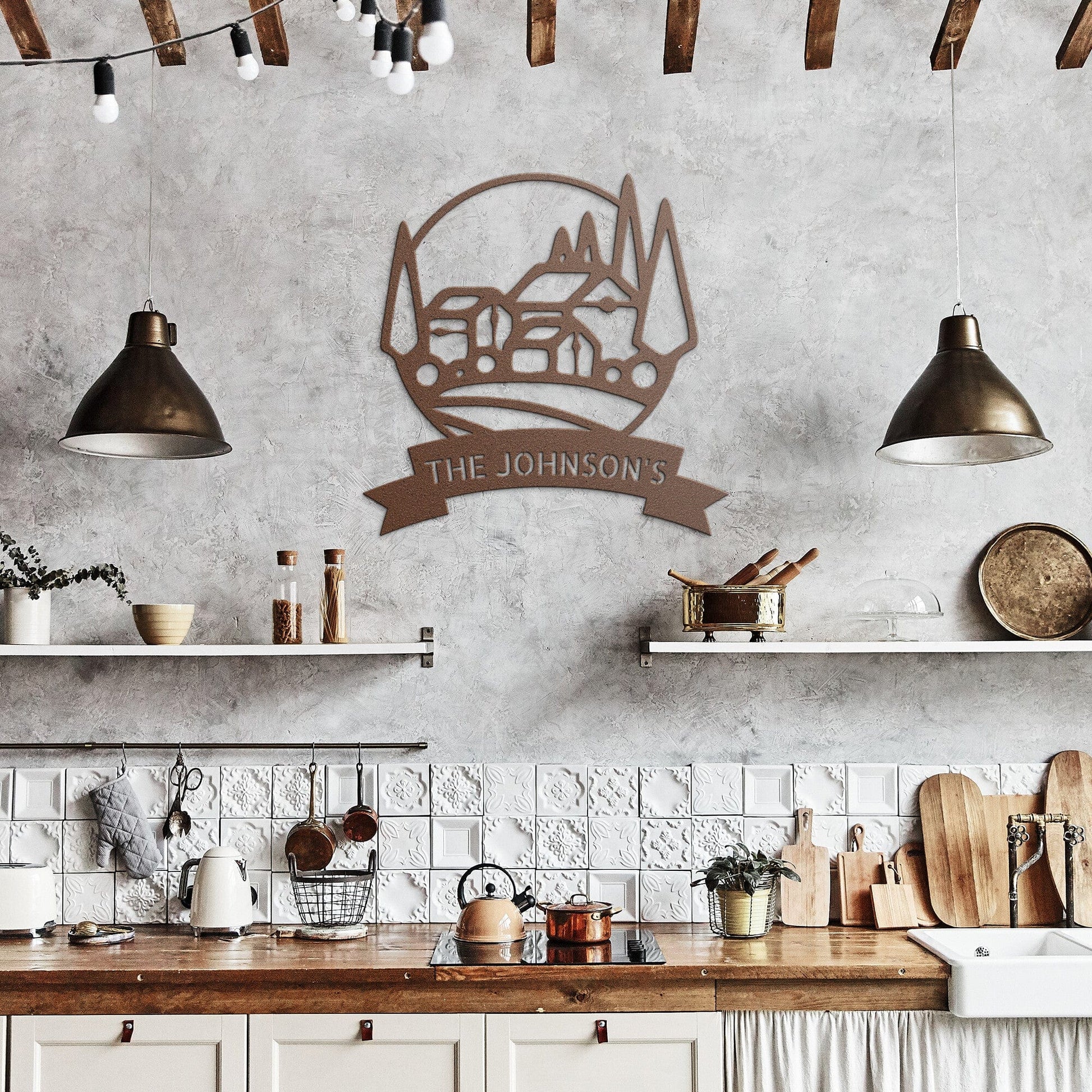 Wall Art CUSTOM FARM SIGN - Personalized Farmhouse Family Name Steel Monogram