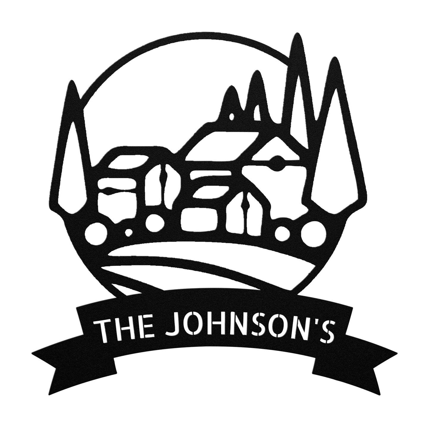 Wall Art CUSTOM FARM SIGN - Personalized Farmhouse Family Name Steel Monogram