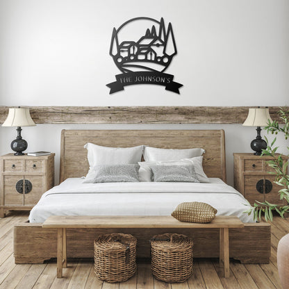 Wall Art Black / 12 Inch CUSTOM FARM SIGN - Personalized Farmhouse Family Name Steel Monogram