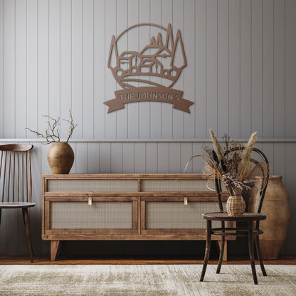 Wall Art Copper / 12 Inch CUSTOM FARM SIGN - Personalized Farmhouse Family Name Steel Monogram