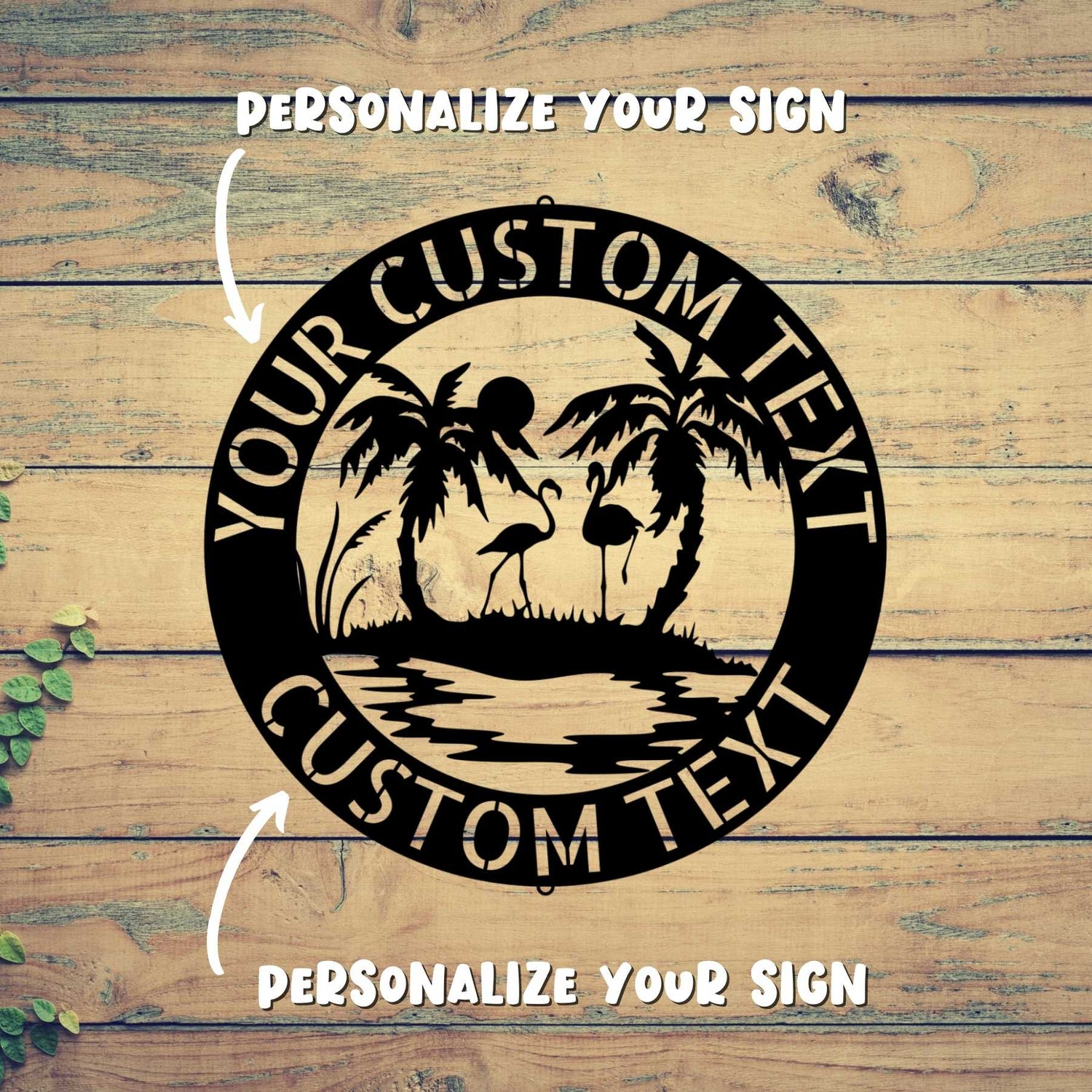 Wall Art CUSTOM FLAMINGO SIGN - Personalize Flamingo Monogram Steel Sign Décor