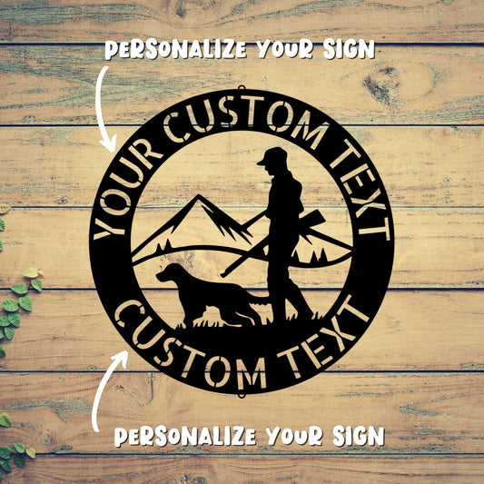Wall Art CUSTOM HUNTER SIGN - Personalized Hunter Dog Steel Monogram Wall Sign