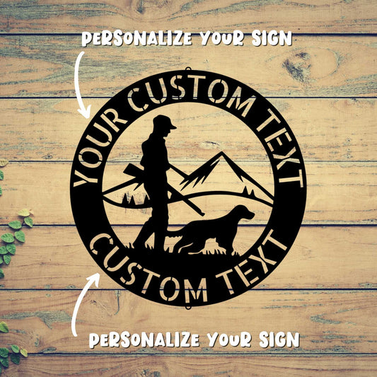 Wall Art HUNTER DOG SIGN - Customized Hunter and Dog Sign Steel Monogram Decor