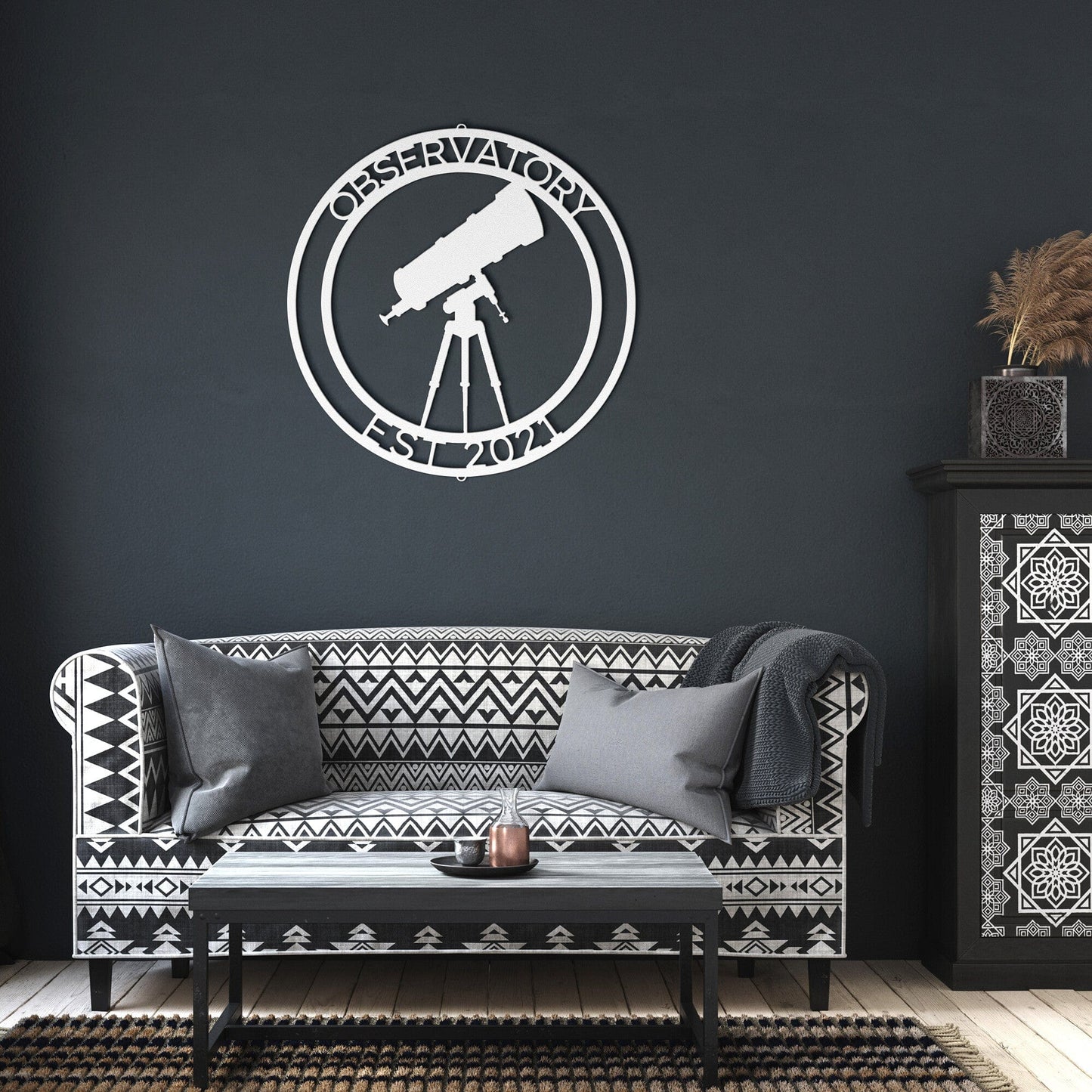 Wall Art White / 12 Inch OBSERVATORY SIGN - Personalize Observatory Established Date Steel Sign