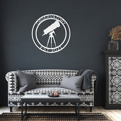 Wall Art White / 12 Inch OBSERVATORY SIGN - Personalize Observatory Established Date Steel Sign