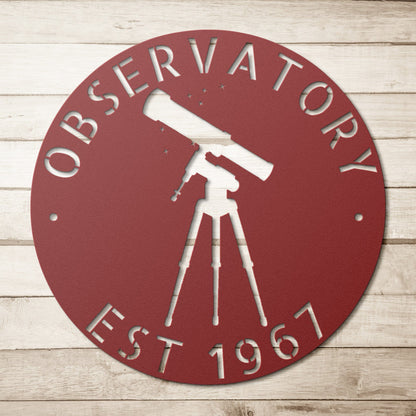 Wall Art OBSERVATORY SIGN - Personalized Observatory Family Name Steel Sign
