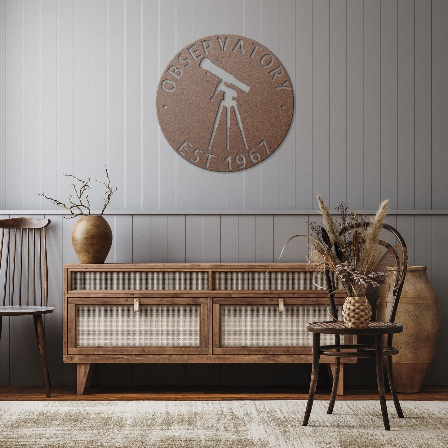 Wall Art Copper / 12 Inch OBSERVATORY SIGN - Personalized Observatory Family Name Steel Sign