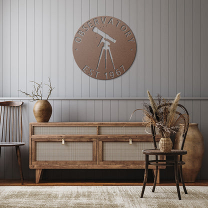 Wall Art Copper / 12 Inch OBSERVATORY SIGN - Personalized Observatory Family Name Steel Sign