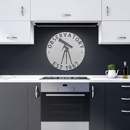 Wall Art Silver / 12 Inch OBSERVATORY SIGN - Personalized Observatory Family Name Steel Sign