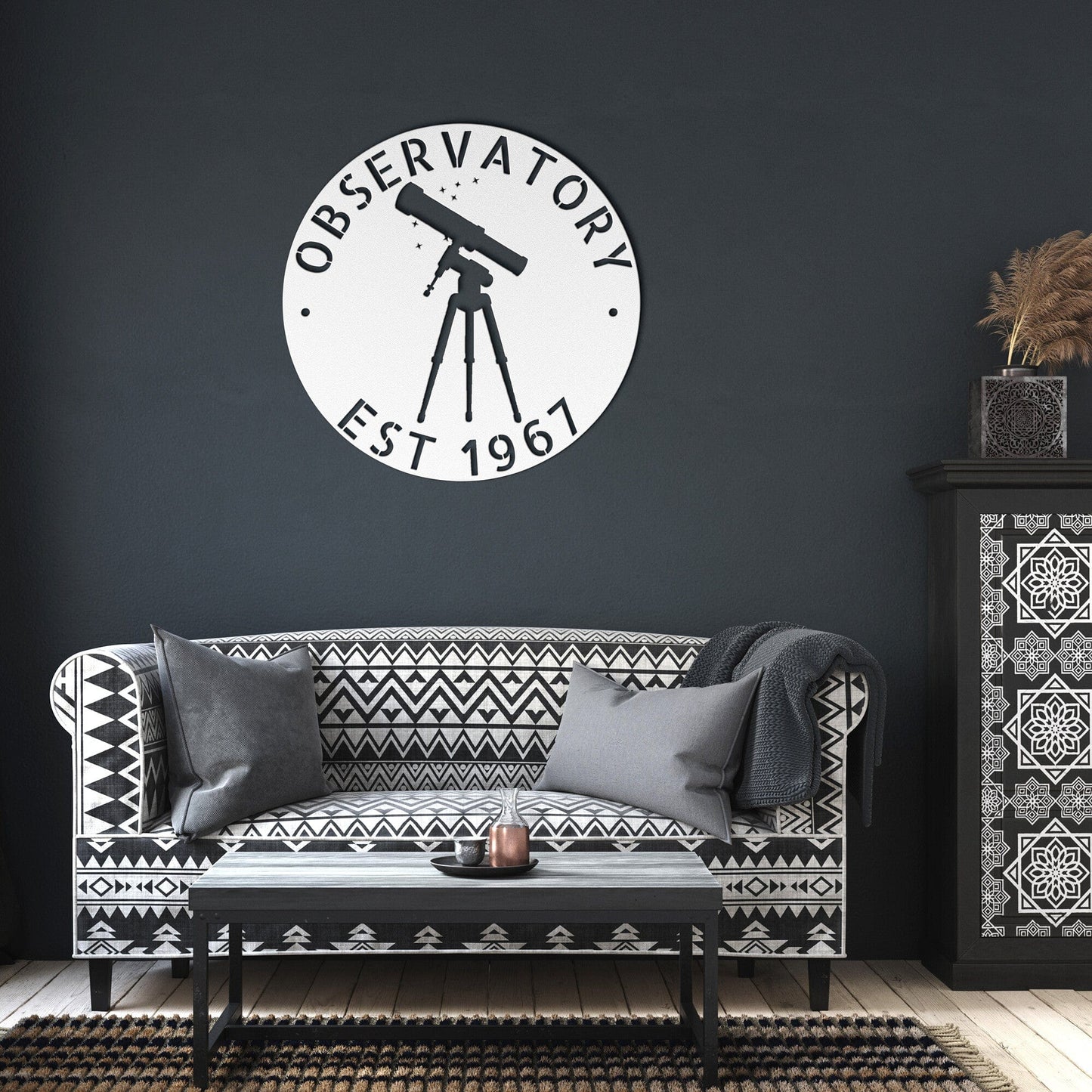 Wall Art White / 12 Inch OBSERVATORY SIGN - Personalized Observatory Family Name Steel Sign