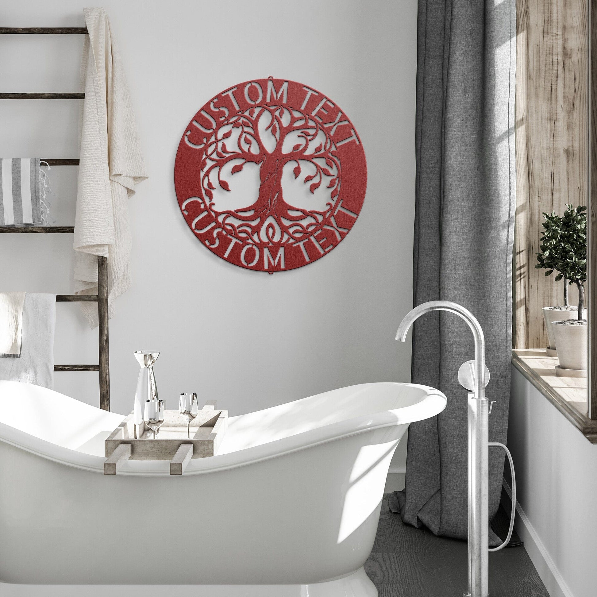 Wall Art Red / 12 Inch TREE OF LIFE SIGN - Customize Tree of Life Family Name Sign Home Décor